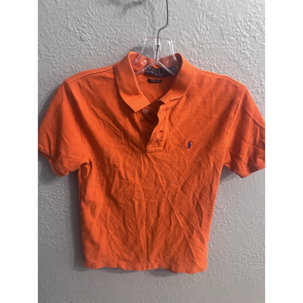 Polo Ralph Lauren Boys V-Neck Orange Short Sleeve Size Medium 10/12 Shirt